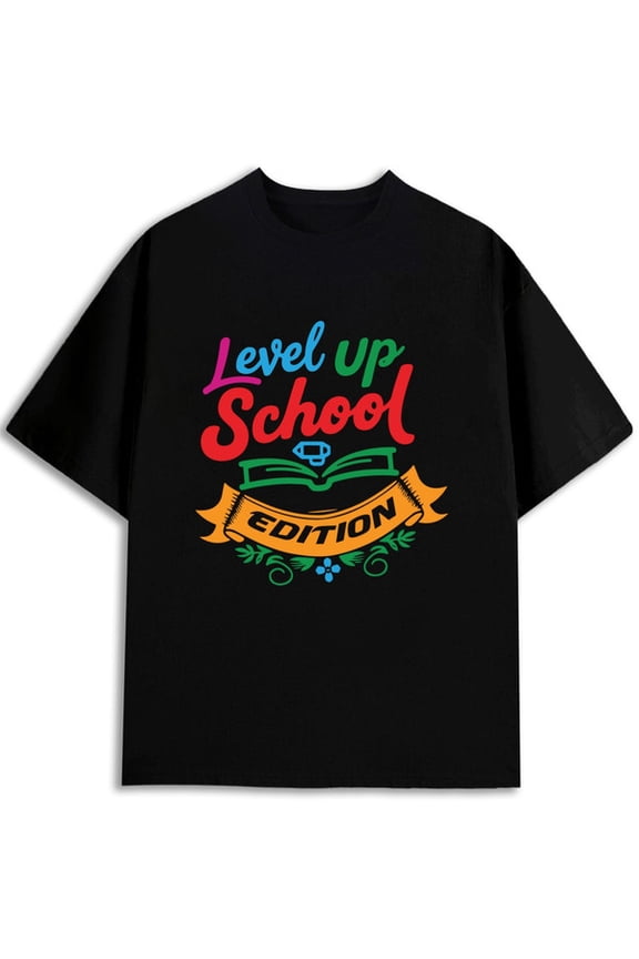 Level Up School Edition Tee men's t shirts black casual graphic tees Stylish summer outerwear Classic Unisex Shirt Graphic Tee tshirts