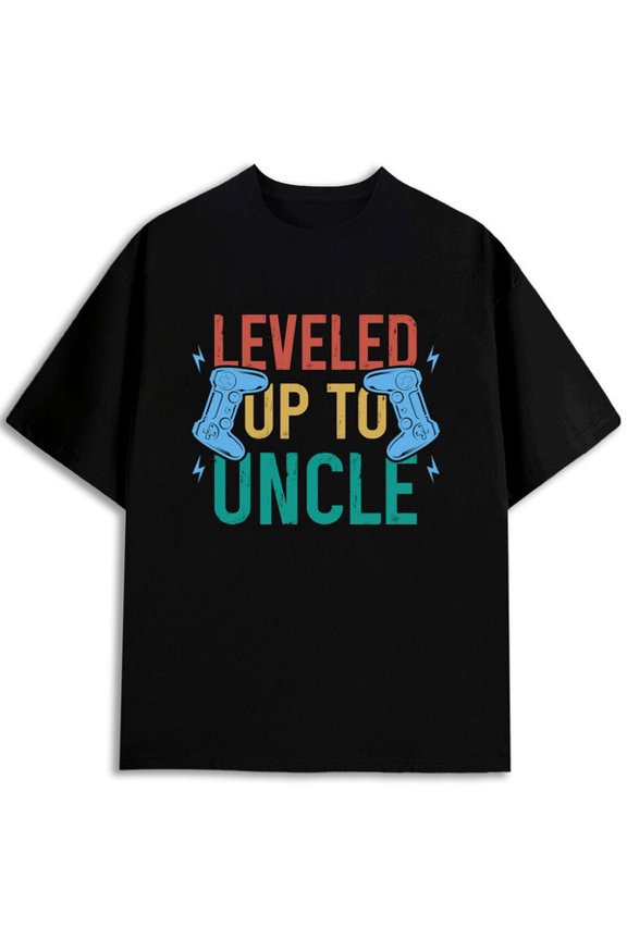 Level Up Uncle Gaming Tee Men t shirt black graphic 2026 Comfortable activewear, perfect for gifts Casual Unisex Shirt Graphic tshirts