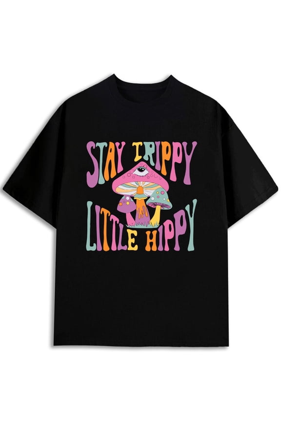 Stay Trippy Hippie Tee mens Crew neck T-shirts black graphic tees short Cool shirts, Funny shirts, t shirt Trendy Unisex Shirt Graphic Tee tshirts