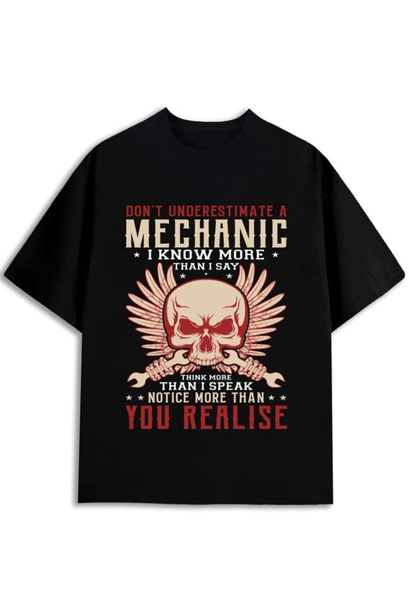 Mechanic Wisdom T-Shirt Men's t-shirt black elegant funny Hip-hop streetwear Everyday and weekend wear Original Unisex Shirt Cotton tshirts