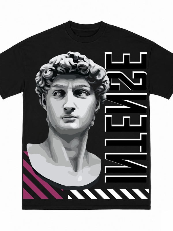 Greenink Men David Michelangelo Pop Art T-Shirt black Y2K style All ...