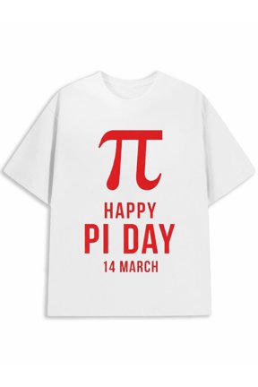 Men Loose‑Fit White Short‑Sleeve T‑Shirt, Happy Pi Day Math Symbol Print, Math Nerd Nostalgic Tee, Casual Daily Wear & Fun Gift For Math Lovers