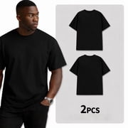 Greenink Mens Black Crew Neck T-Shirt, Short Sleeve, Comfort Fit undershirts basic Tee,2-pack