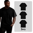 thumbnail image 1 of Greenink Men's Black Crew Neck T-Shirt, Short Sleeve, Comfort Fit undershirts basic Tee,3-pack, 1 of 8