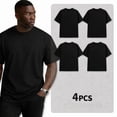thumbnail image 1 of Greenink Men's Black Crew Neck T-Shirt, Short Sleeve, Comfort Fit undershirts basic Tee,4-pack, 1 of 7