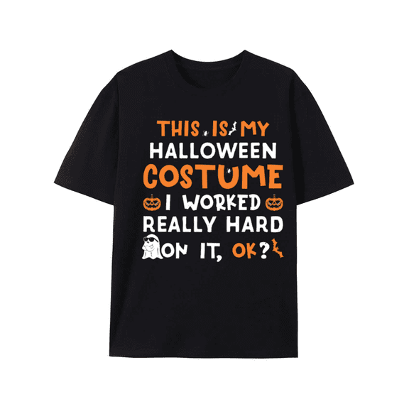 Greenink Men's Halloween Graphic Tee, This Is My Halloween Costume Funny Text Print Short‑Sleeve Crew Neck Casual T‑Shirt, Spooky Fall Party Top