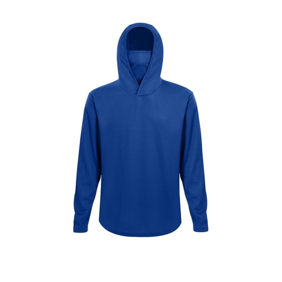 Greenink Men's Sun Protection Long Sleeve Hooded Shirt with Built-in Face Cover, Lightweight Quick Dry Fishing Hiking Running Outdoor Performance Tee