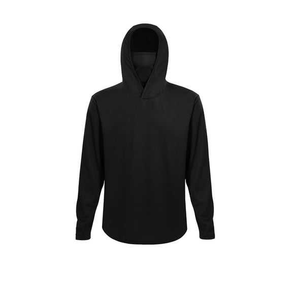 Greenink Men's Sun Protection Long Sleeve Hooded Shirt with Built-in Face Cover, Lightweight Quick Dry Fishing Hiking Running Outdoor Performance Tee