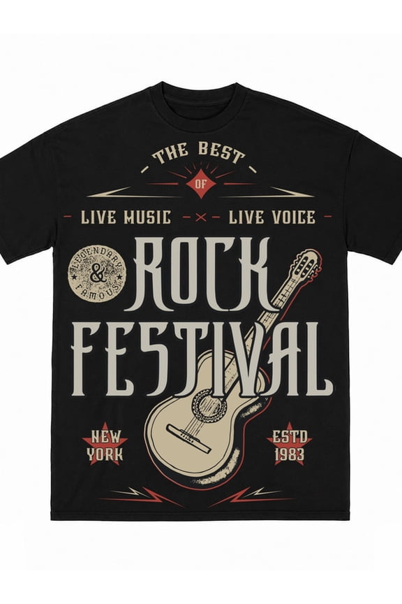 Mens Rock Festival Live Music Tee black Y2K hip-hop Front Full Graphic t shirts Spring and summer outdoor wear Beach Day Good Vibes Casual Tee 250th Anniversary Gift in the United States
