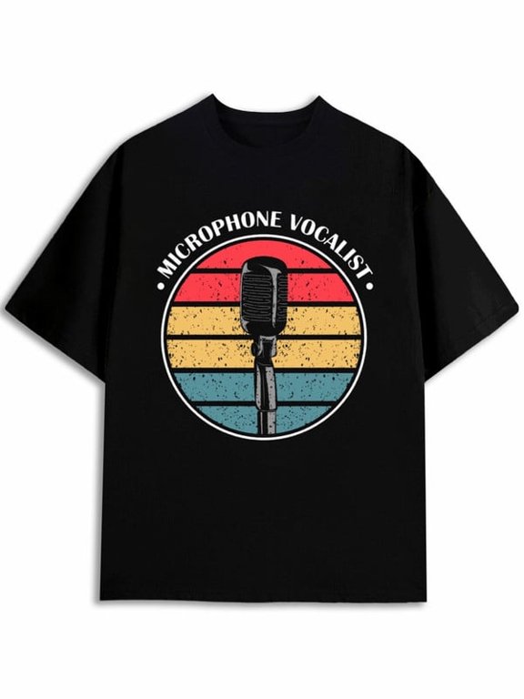 Microphone Vocalist Retro Tee Men's comfort colors tshirt black elegant top Perfect for exercise Original Unisex Shirt Graphic tshirts