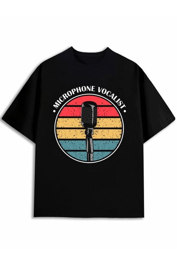Microphone Vocalist Retro Tee Men's comfort colors tshirt black elegant top Perfect for exercise Original Unisex Shirt Graphic tshirts