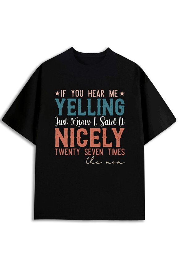 Mom's Yelling Humor Tee mens t-shirts black summer casual For summer Casual Daily Wear Spring and summer clothing Basic Unisex Shirt Crewneck tshirts