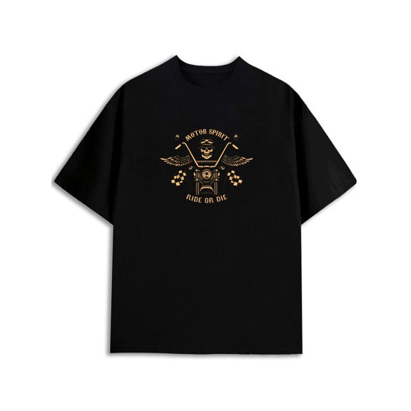 Greenink Motor Spirit Ride or Die Tee Mens t-shirt black graphic tees graphic Hip-hop streetwear Wearable year-round Original Unisex Shirt Graphic Tee tshirts
