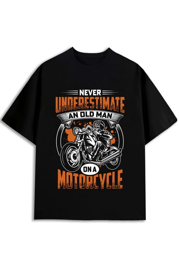 Motorcycle Old Man T-Shirt men's t-shirts black elegantly elegant Hip-hop street style Daily and weekend wear Retro Unisex Shirt Short Sleeve tshirts