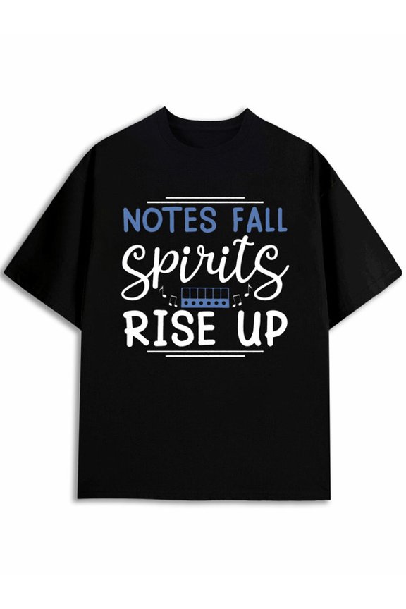 Music Lovers' Tee: Notes Fall, Spirits Rise Up Men t shirts black 2026 gifts Wearable year-round Classic Unisex Shirt Graphic Tee tshirts