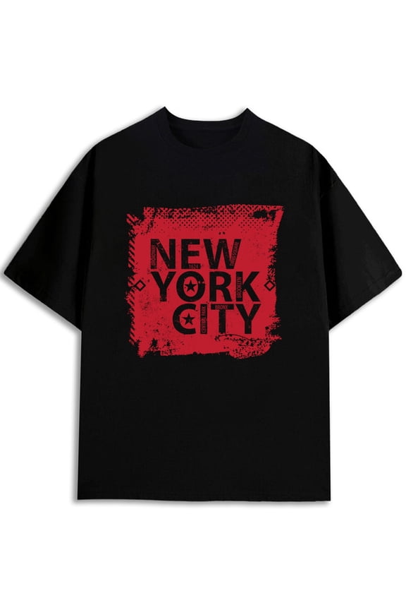 NYC Red Graffiti Tee men's t-shirt black short funny printed T-shirts, Streetwear style clothing Unique Design Unisex Shirt Printed tshirts