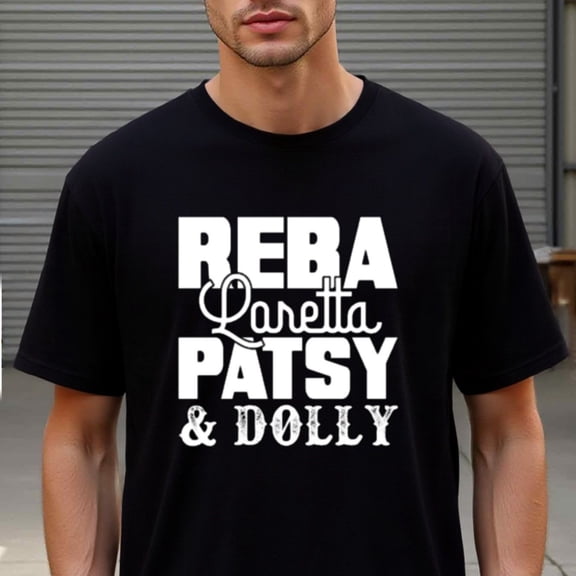 Greenink Natee Men's Vintage Country Music Legends Thirt - 180gsm Heavyweight Crew Neck Short Sleeve Tee with Reba, Loretta, Patsy & Dolly Graphic - Retro 70s/80s Country Singers Design for Conce
