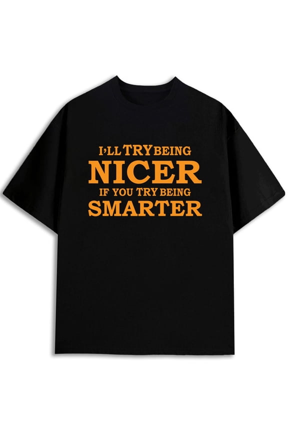 Nice & Smart T-Shirt Men's Crew neck T-shirts black funny 2026 Hip-hop streetwear Perfect for exercise Trendy Unisex Shirt Printed tshirts