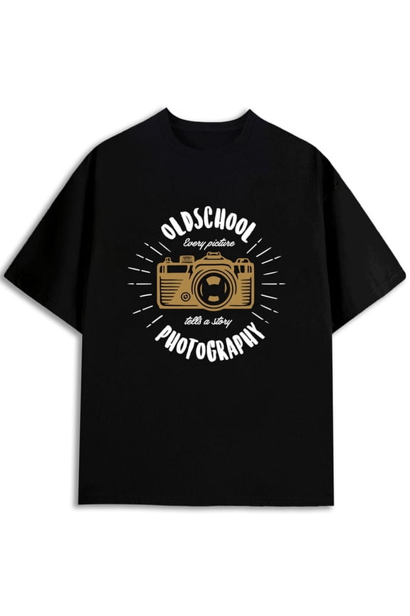 Old School Photography Tee men t shirt black summer casual New spring and autumn styles Fashionable printed T-shirts Basic Unisex Shirt Cotton tshirts