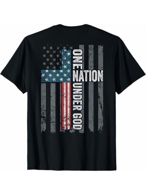 One Nation Under God Christian T-Shirt USA American Flag Patriotic Shirt Jesus Shirt for Men Women
