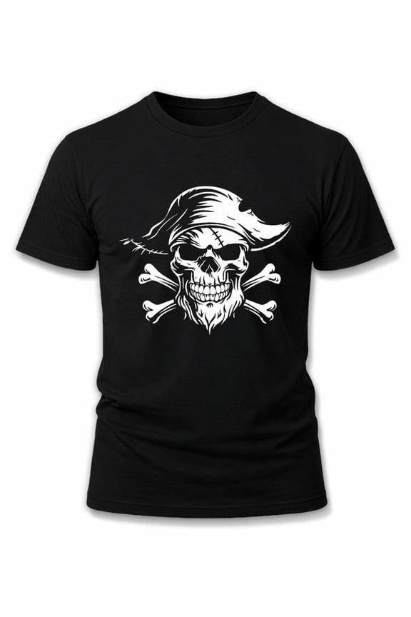 Pirate Skull Crossbones Tee Mens t-shirt black top summer fun and playful, cool T-shirt, funny T-shirt Casual Unisex Shirt Graphic Tee tshirts