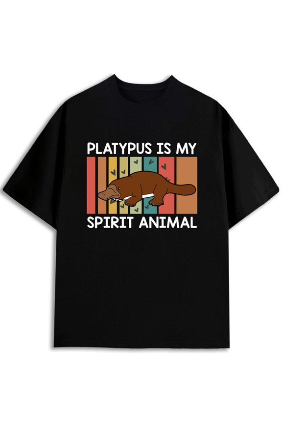 Platypus Spirit Animal Tee for men funny t shirts black elegantly casual For summer Casual Daily Wear Funny Unisex Shirt Graphic Tee tshirts