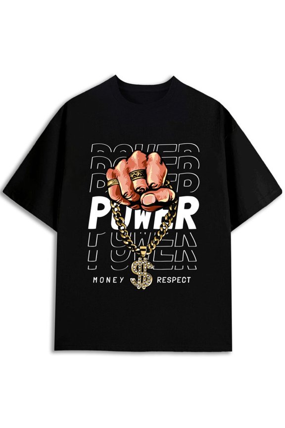 Power Money Respect Tee for men t-shirts black limited edition graphic tees Comfortable loose T-shirt Unique Design Unisex Shirt Short Sleeve tshirts
