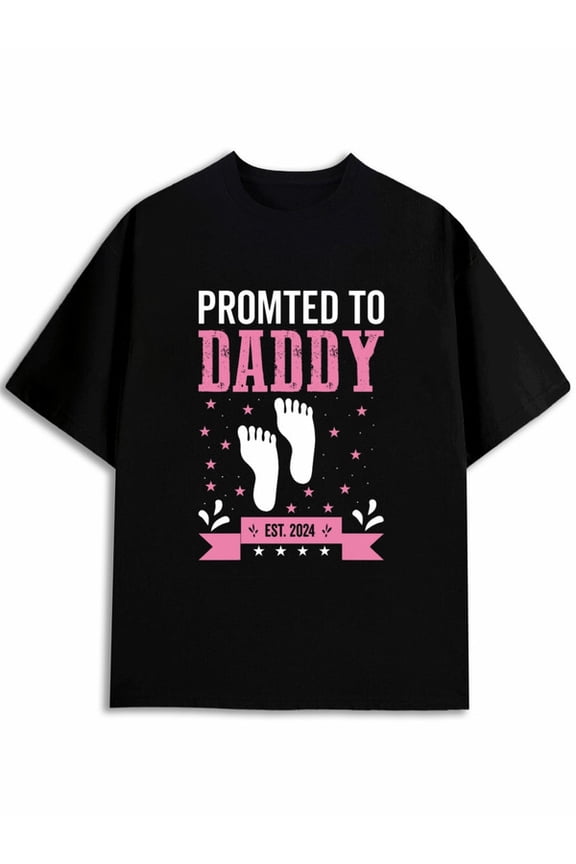 Promoted to Daddy 2024 Men's printed t-shirt black elegant graphic tees Backyard BBQ Weekend T-Shirt Funny Unisex Shirt Crewneck tshirts