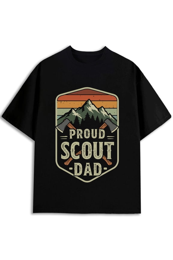 Proud Scout Dad T-Shirt Men round neck T-shirt black elegantly limited edition Comfortable loose T-shirt Classic Unisex Shirt Crewneck tshirts