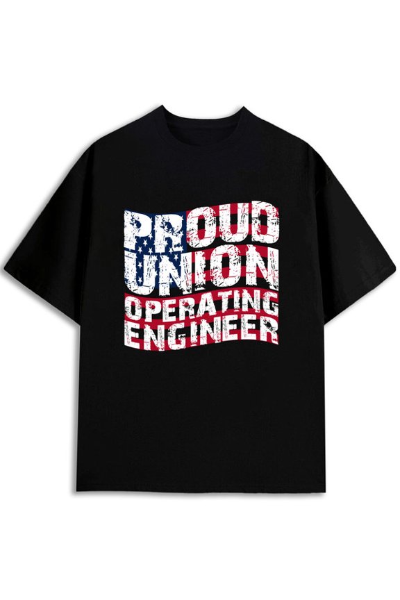 Proud Union Operating Engineer Tee Men's graphic t shirts black summer limited edition Soft and comfortable Fashion Unisex Shirt Graphic Tee tshirts