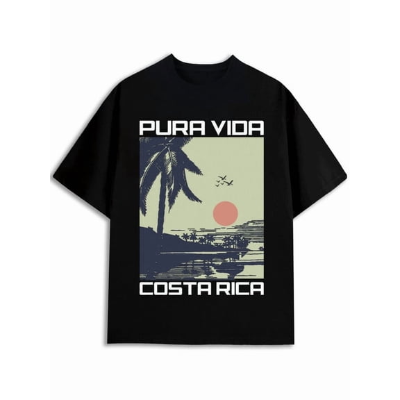 Greenink Pura Vida Costa Rica Tee men graphic t shirts black elegant 2026 Fashionable summer T-shirt, machine washable Vintage Unisex Shirt Cotton tshirts