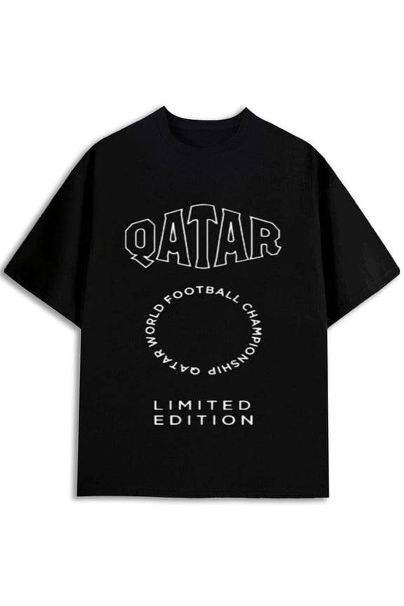 Qatar Football Tee Mens World Cup black spring and summer clothing t shirts For summer Fall World Cup 2026 gift Retro Unisex Shirt Cotton tshirts