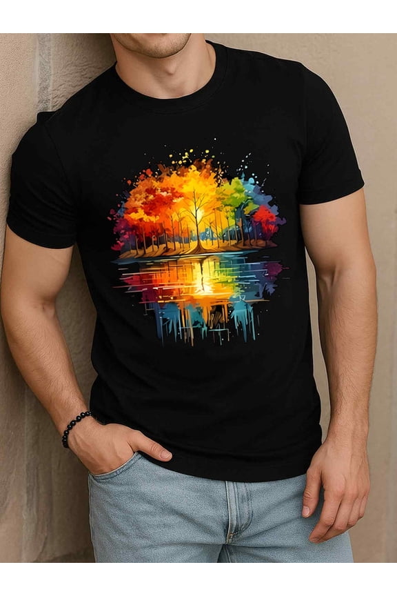 Rainbow Reflections T-Shirt for men t shirt black elegant gifts Summer wear Vintage-inspired, comfortable fit Retro Unisex Shirt Graphic tshirts
