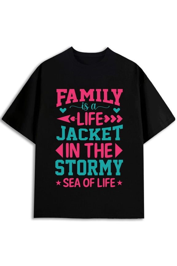 Family Life Jacket T-Shirt men t shirts black graphic tees graphic Fashionable, printed, machine washable Vintage Unisex Shirt Short Sleeve tshirts
