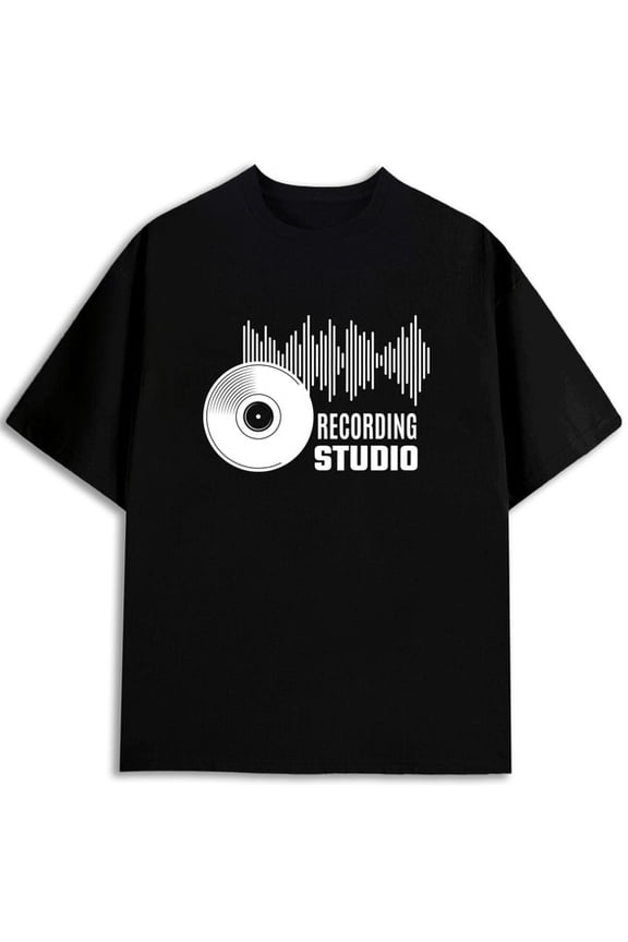Recording Studio Soundwave Tee Mens round neck T-shirt black 2026 graphic tees spring and summer clothing Fashion Unisex Shirt Crewneck tshirts