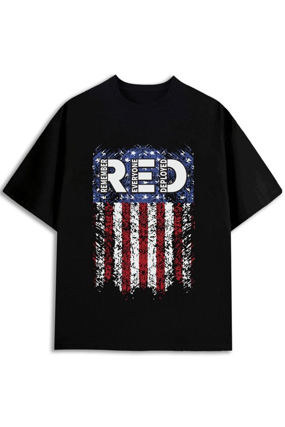 Remember Everyone Deployed USA Flag Tee for men round neck T-shirt black short funny Weekend casual wear Original Unisex Shirt Graphic tshirts