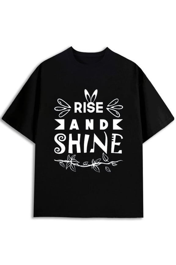 Rise & Shine Motivational Tee T-shirts Mens limited edition graphic short black All-season fitness top, stylish and sporty look, durable activewear Comfortable loose-fit and