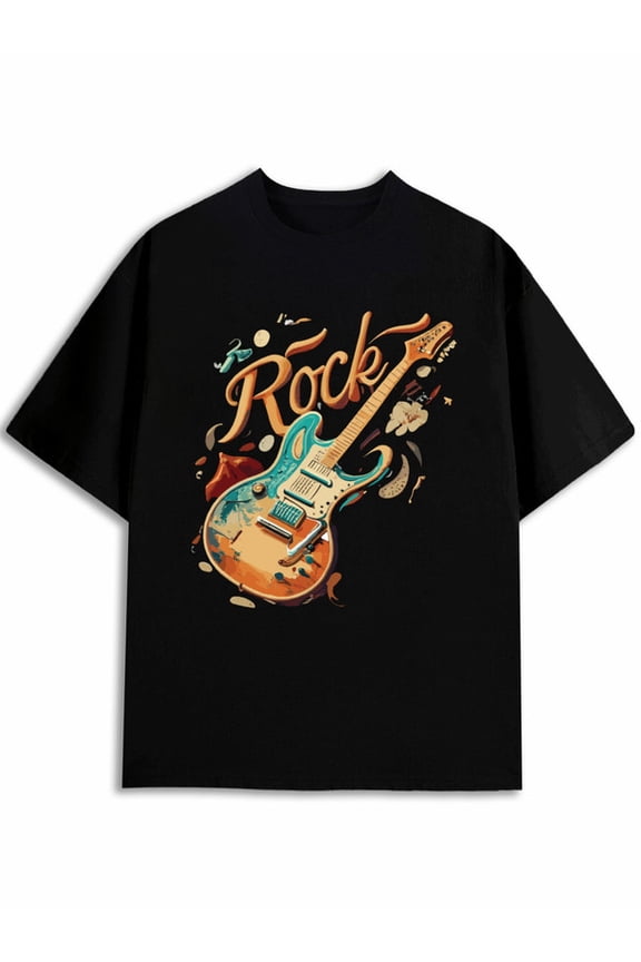 Rock Guitar Vibes Tee men's round neck T-shirt black casual summer Spring and summer outdoor wear Funny Unisex Shirt Cotton tshirts