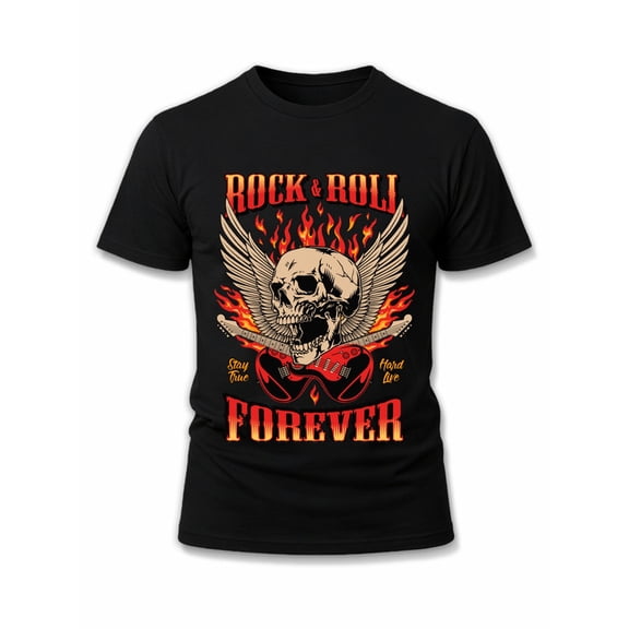 Greenink Rock & Roll Forever Tee men round neck T-shirt black limited edition funny Casual sportswear Funny Unisex Shirt Short Sleeve tshirts