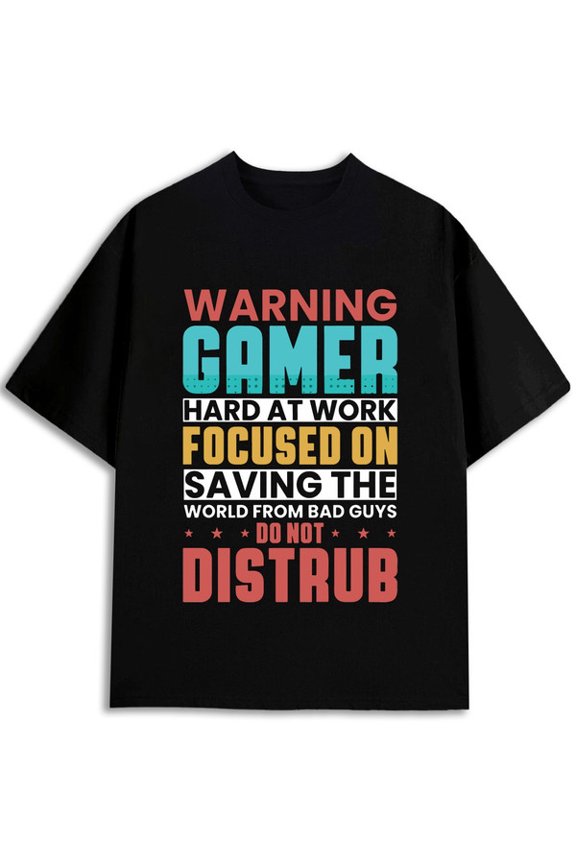 Save the World Gamer T-Shirt for men funny t shirts black 2026 graphic tees Weekend casual wear Classic Unisex Shirt Printed tshirts