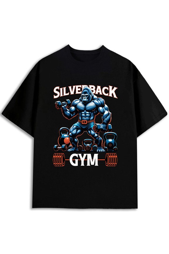 Silverback Gym Gorilla Tee Men funny t shirts black elegant short Comfortable loose T-shirt Fashion Unisex Shirt Short Sleeve tshirts