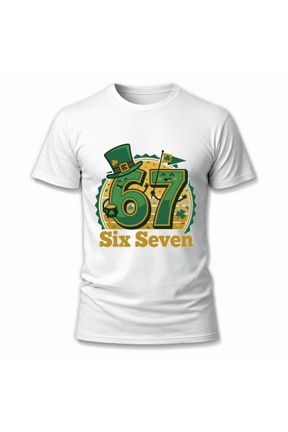 Six Seven 67 Graphic T-Shirt, Funny 67 Meme St Patricks Day Casual Tee Gift for Men Women