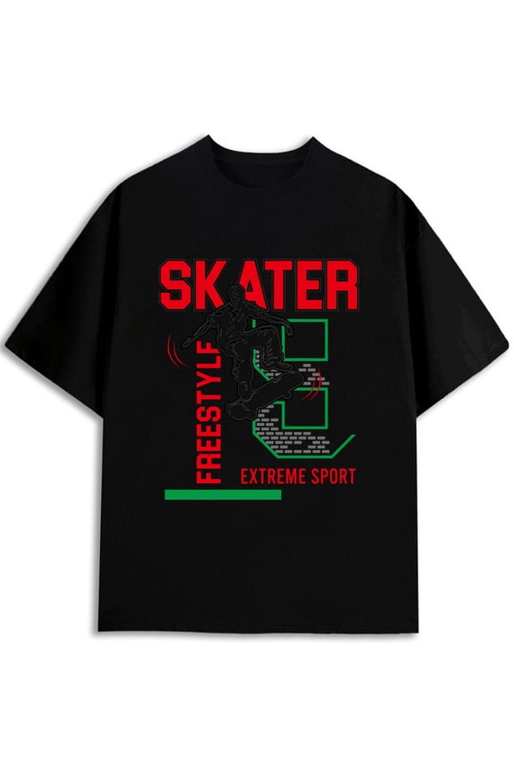 Skater Freestyle Tee Men round neck T-shirt black 2026 casual Daily and weekend wear Soft and comfortable Vintage Unisex Shirt Graphic tshirts