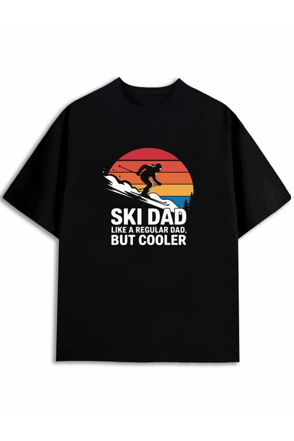 Ski Dad Cooler Tee Men's graphic t shirts black graphic tees casual Daytime and weekend wear Unique Design Unisex Shirt Crewneck tshirts