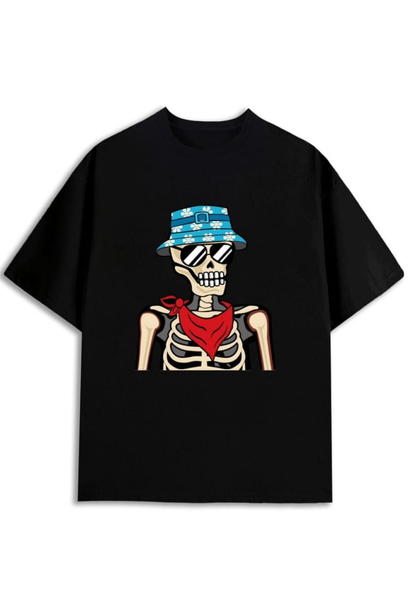 Skull Hipster T-Shirt Mens round neck T-shirt black graphic 2026 Hip-hop street style Weekend casual wear Trendy Unisex Shirt Short Sleeve tshirts