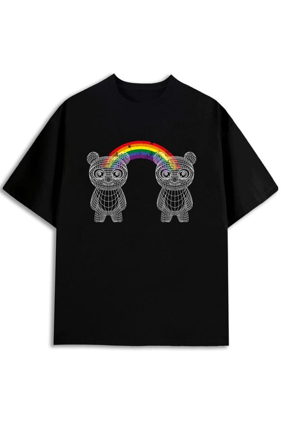 Gay Pride Panda Rainbow T-Shirt men Crew neck T-shirts black graphic tees 2026 Casual sportswear Unique Design Unisex Shirt Crewneck tshirts