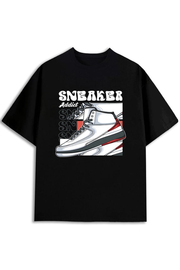 Sneaker Addict Graphic Tee Mens t shirt black limited edition summer Everyday and weekend wear Hip-hop street style Retro Unisex Shirt Cotton tshirts