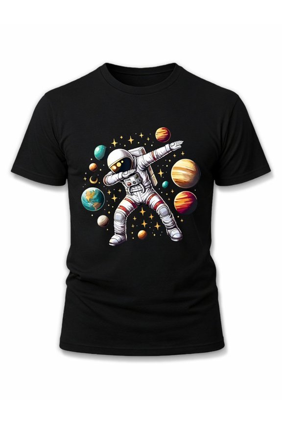 Space Dabbing Astronaut T-Shirt Mens t shirts black casual funny Everyday and weekend wear Hip-hop streetwear Fashion Unisex Shirt Printed tshirts