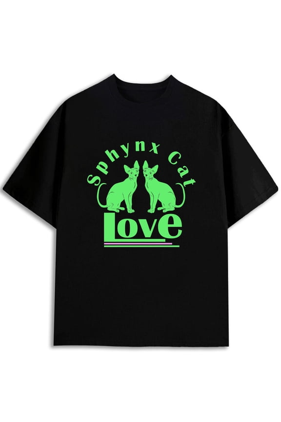 Sphynx Cat Love Tee Men's graphic t shirts black graphic tees gifts Comfortable loose T-shirt Casual sportswear Funny Unisex Shirt Graphic Tee tshirts
