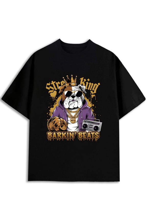 Street King Barking Tee Mens t shirt black graphic 2026 Comfortable loose T-shirt Soft and comfortable Vintage Unisex Shirt Graphic tshirts